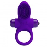 Фиолетовое эрекционное виброкольцо в клиторальной щеточкой Vibrant Penis Ring II