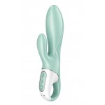 Зеленый вибратор-кролик Satisfyer Air Pump Bunny 5+ с функцией расширения - 20,4 см.